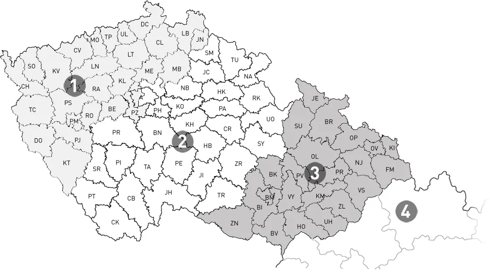 Mapa regionů